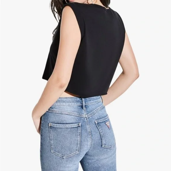 GUESS Logo Crop Top in Black and Red L - Picture 2 of 10